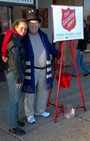 Melanie and Barry ringing the Salvation Army bells